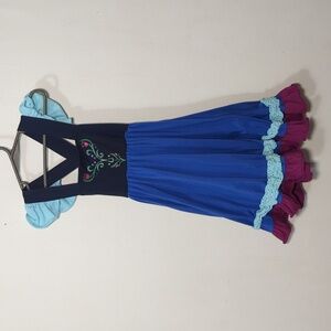 Scandinavian Princess-Inspired Play Dress Blue + Purple Ruffle Girls Size 5T